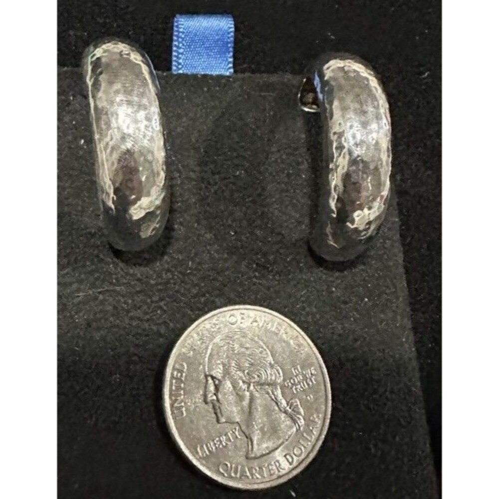 Silpada Vintage Hammered  Sterling Silver Half Hoop Post Earrings P1669